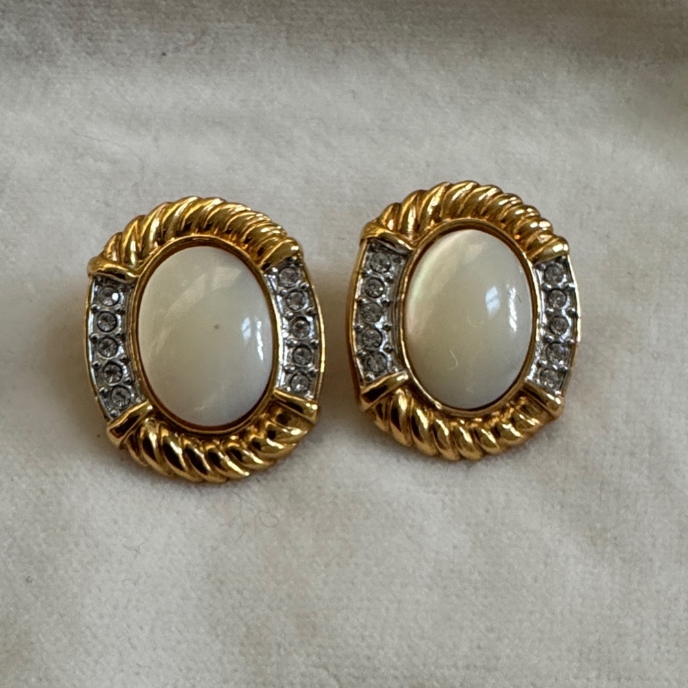 Vintage Gold and Silver Oval Women's Earrings